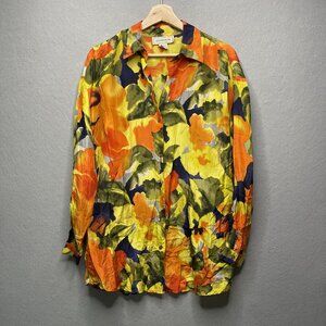 Vintage Jennifer Moore Silk Blouse Floral Print Size M